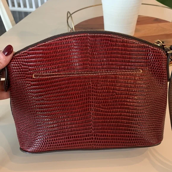 Dooney & Bourke Red Lizard-Embossed Crossbody Bag - Picture 4 of 15